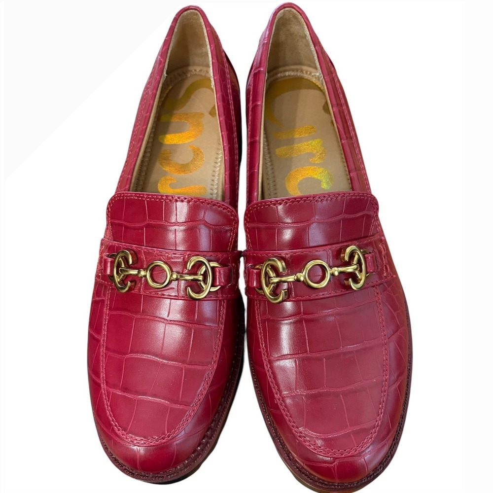 NWOB Circus by Sam Edelman Red Loafers Croc‎ Embossed Lug Sole Women's Size 8M - Picture 3 of 9